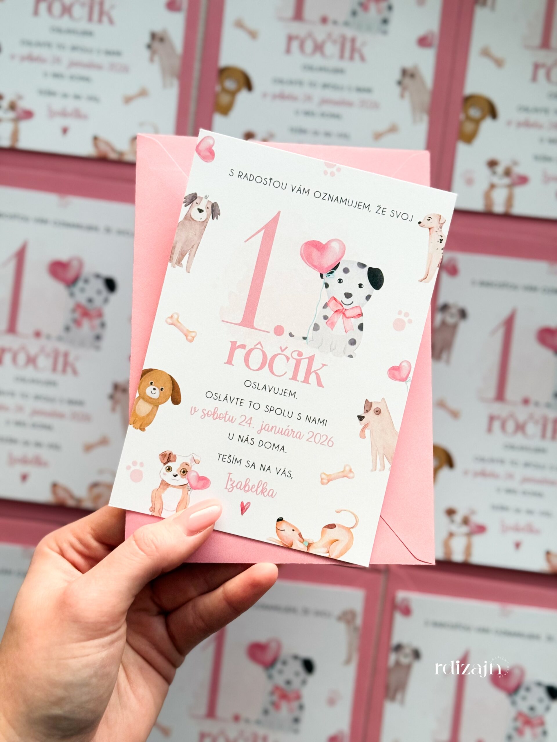 Detská narodeninová pozvánka so psíkmi